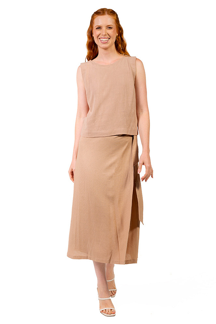 Saia Envelope Linho Ana Marrom
