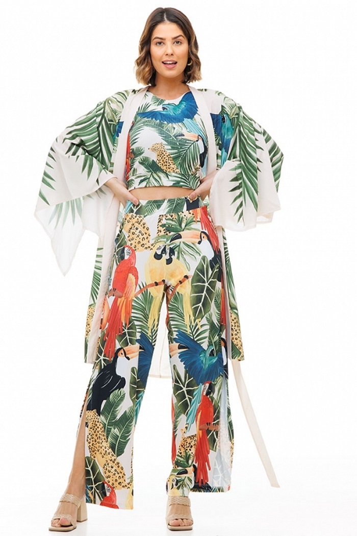 Calça com Fenda Animais Floresta