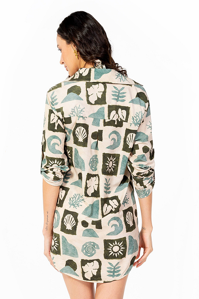 Camisa Alongada Atena Verão Oceano