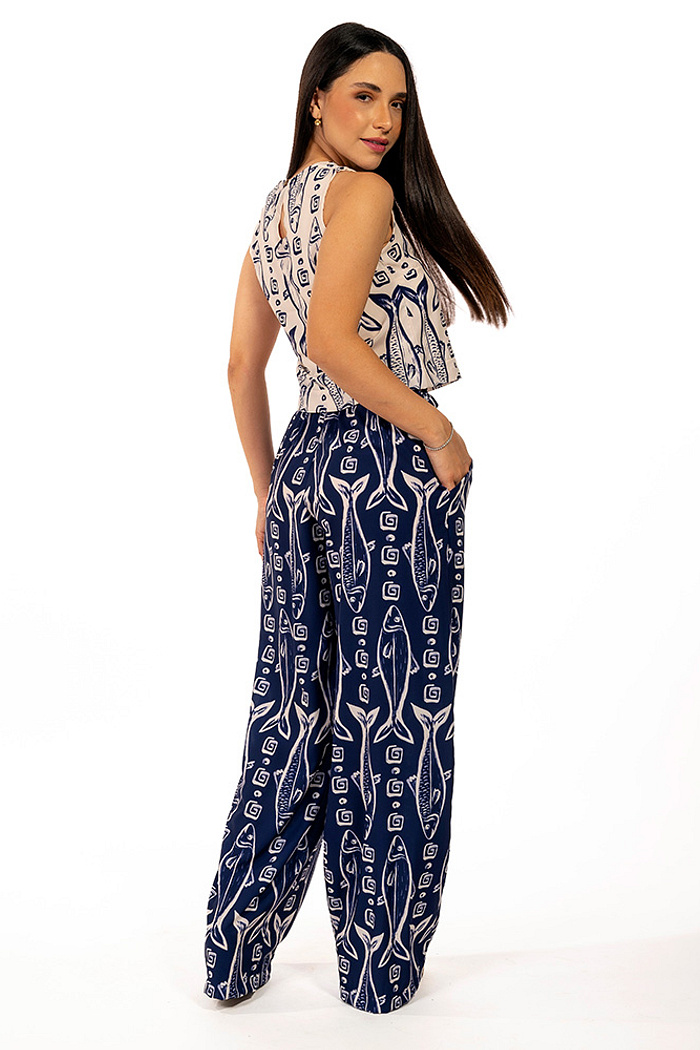 Calça Ampla Atena Maxi Peixes