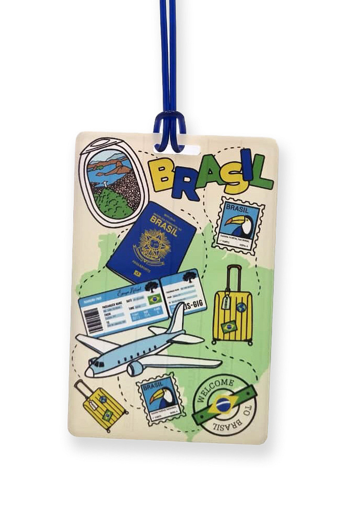 Tag de Mala Acrílico Viagens Ícones Brasil