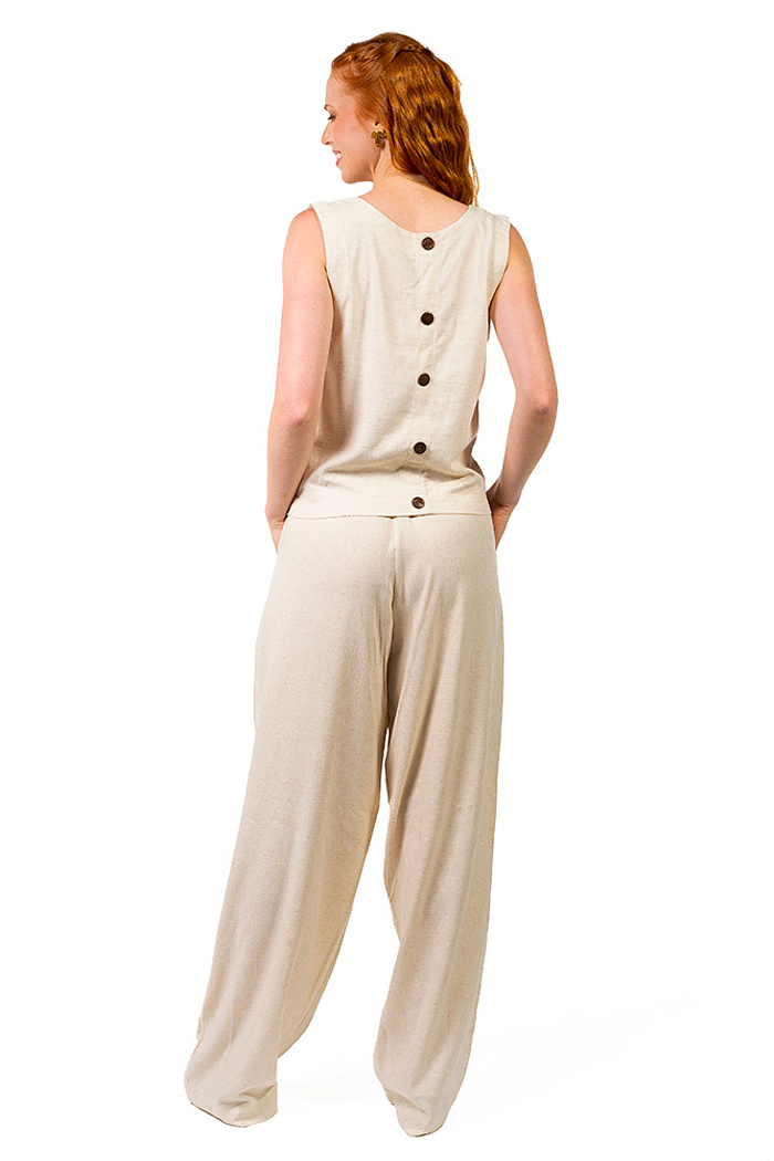 Calça Ampla Linho Natural