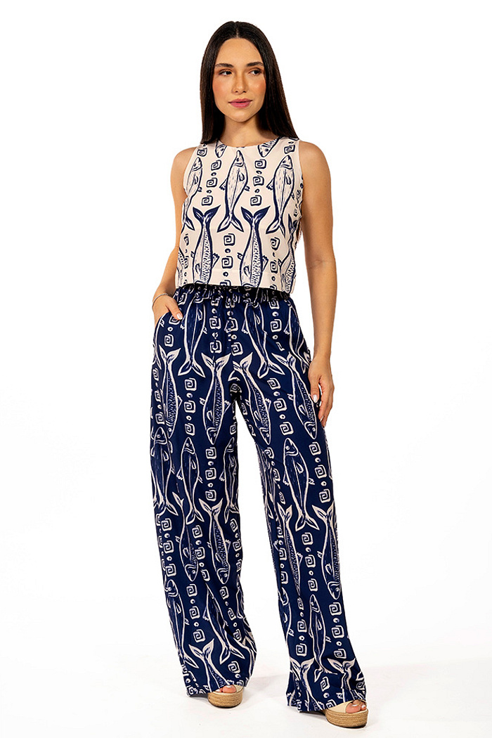 Calça Ampla Atena Maxi Peixes