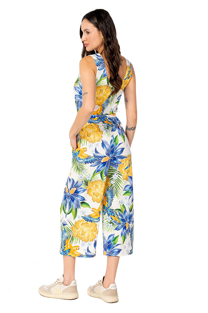 Macacão Bambú Araras Flores Cores Brasil