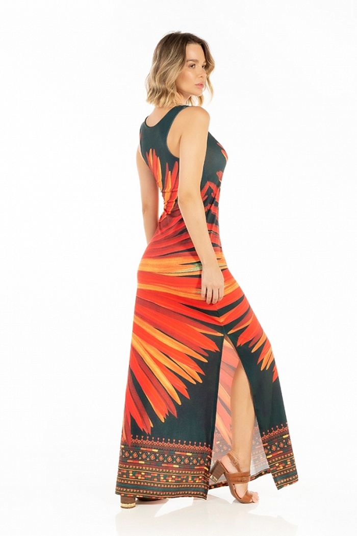 Vestido Hortência Cocares Barrado Verde