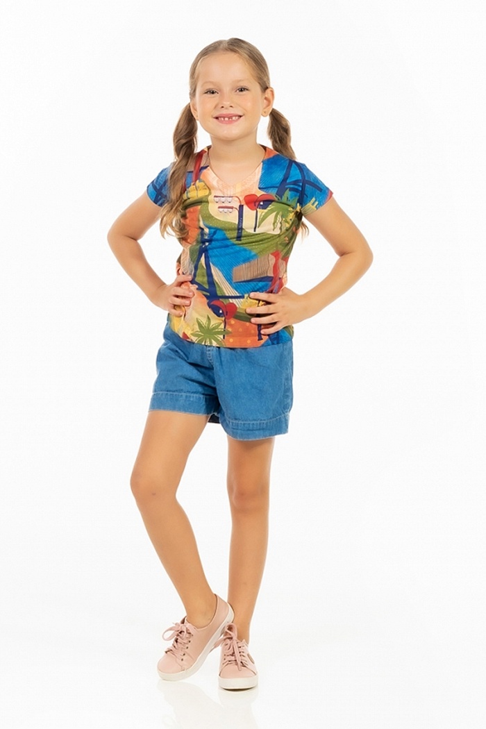 Baby Look Florata Infantil Pontos SP Ondas Color Textura
