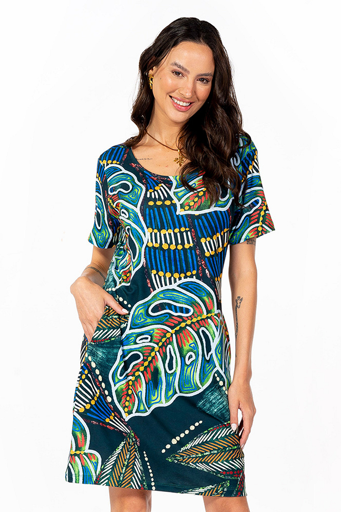 Vestido Floresta Araras e Cores