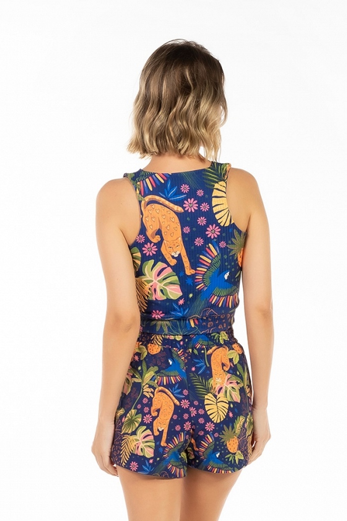 Short Atena Resort Onça, Arara Candy Color