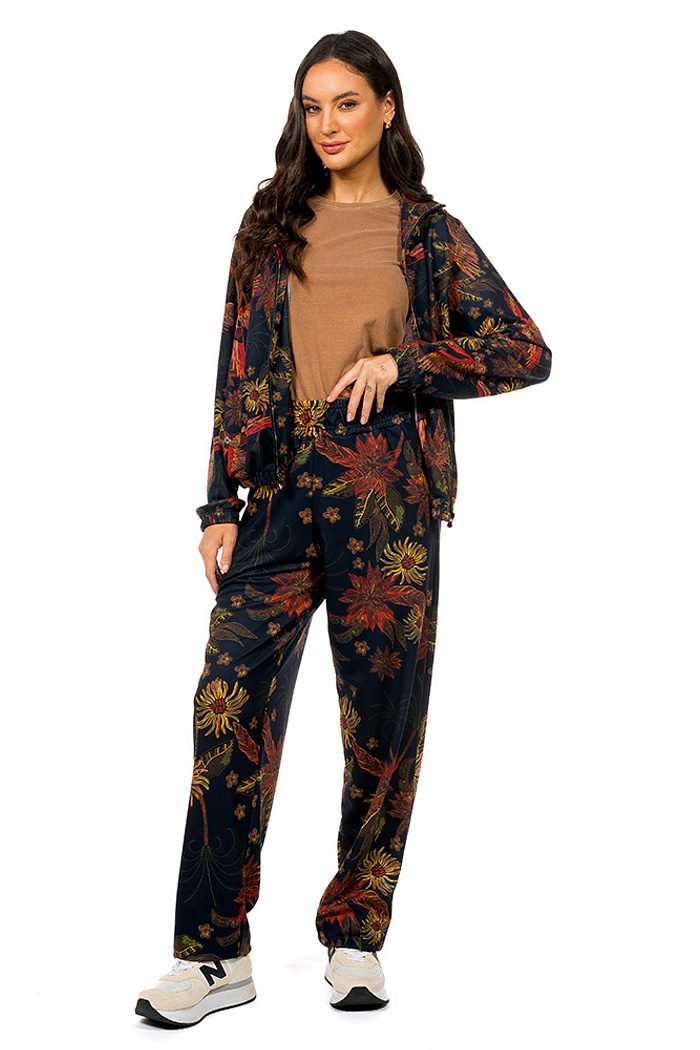 Calça Moletinho Semi Ampla Arara Flor Bordado Off