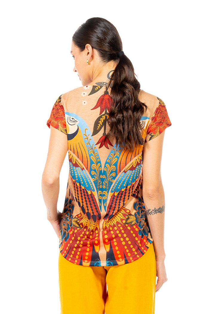 Blusa Jasmim Araras Paraiso Floral