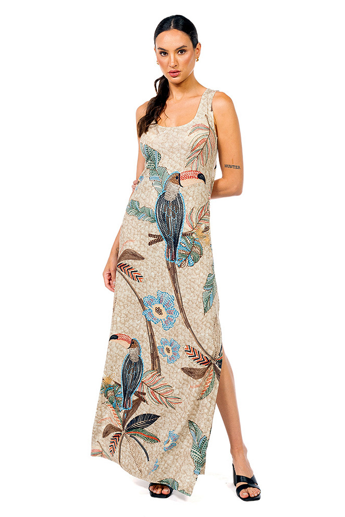 Vestido Hortencia Tucaninhos Bordados