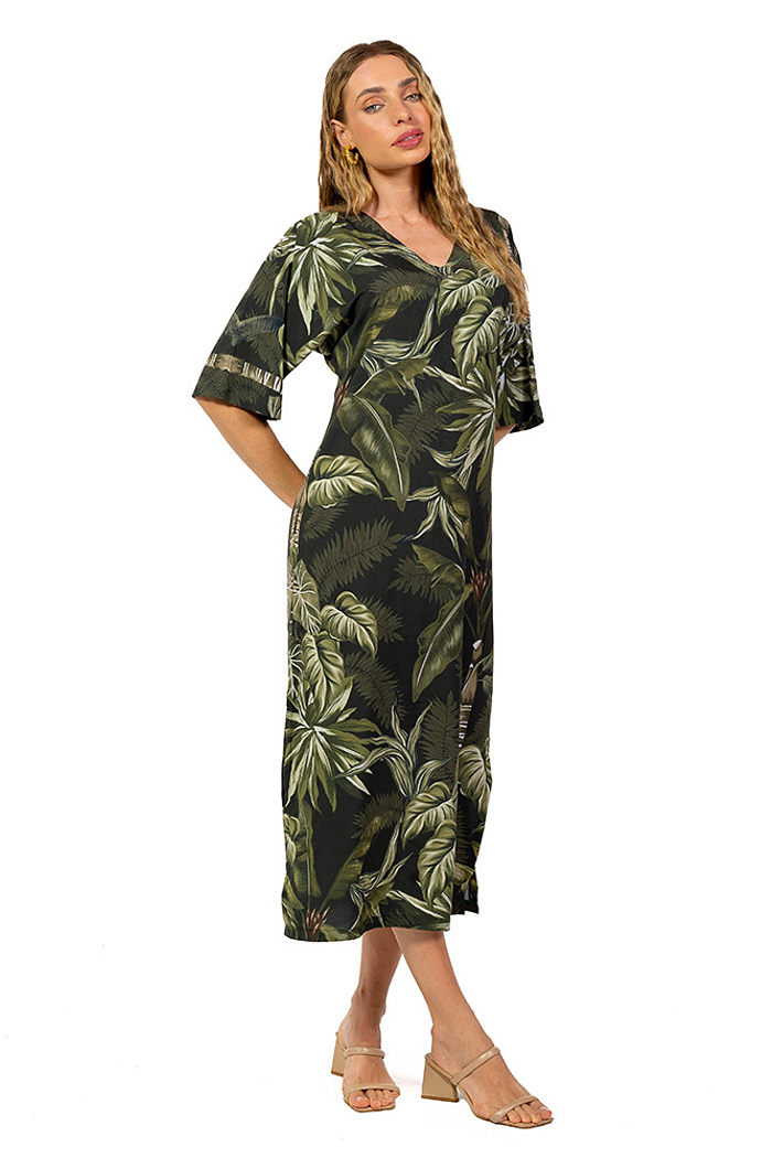 Kaftan Atena Folhagens Linho Off