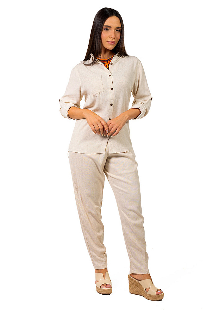 Camisa Alongada Linho Ana Natural