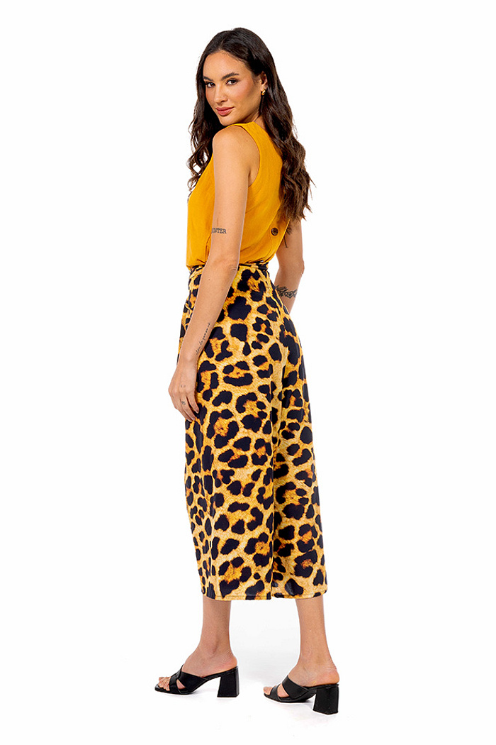 Calça Transpassada Maxi Animal Print