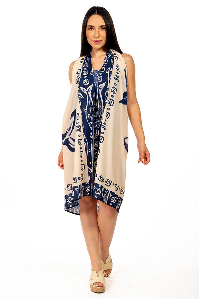 Canga Retangular Maxi Peixes Fundo Off