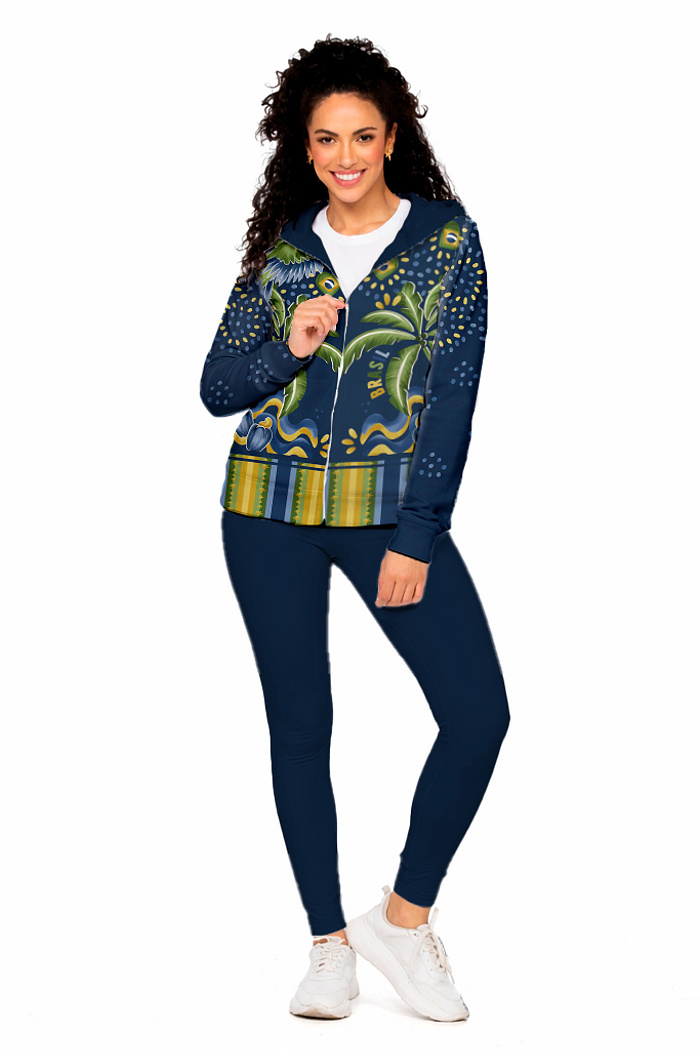 Jaqueta Feminina Corta Vento Ecoventura Estampada Motivos Tropicais Br