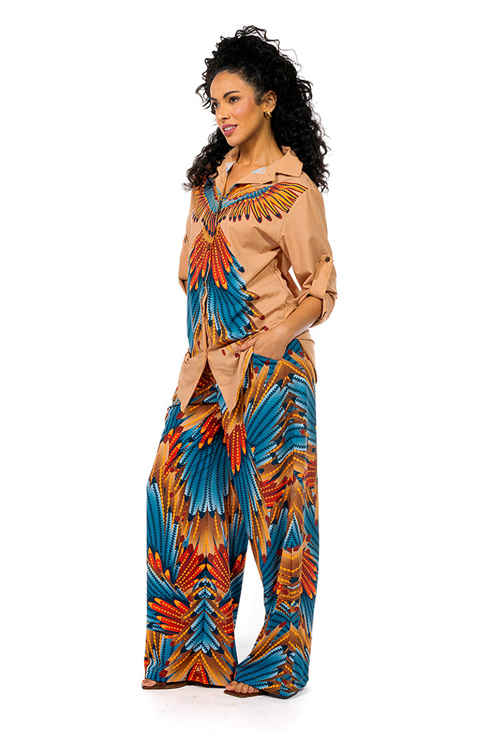 Camisa Alongada Atena Araras Paraiso Floral