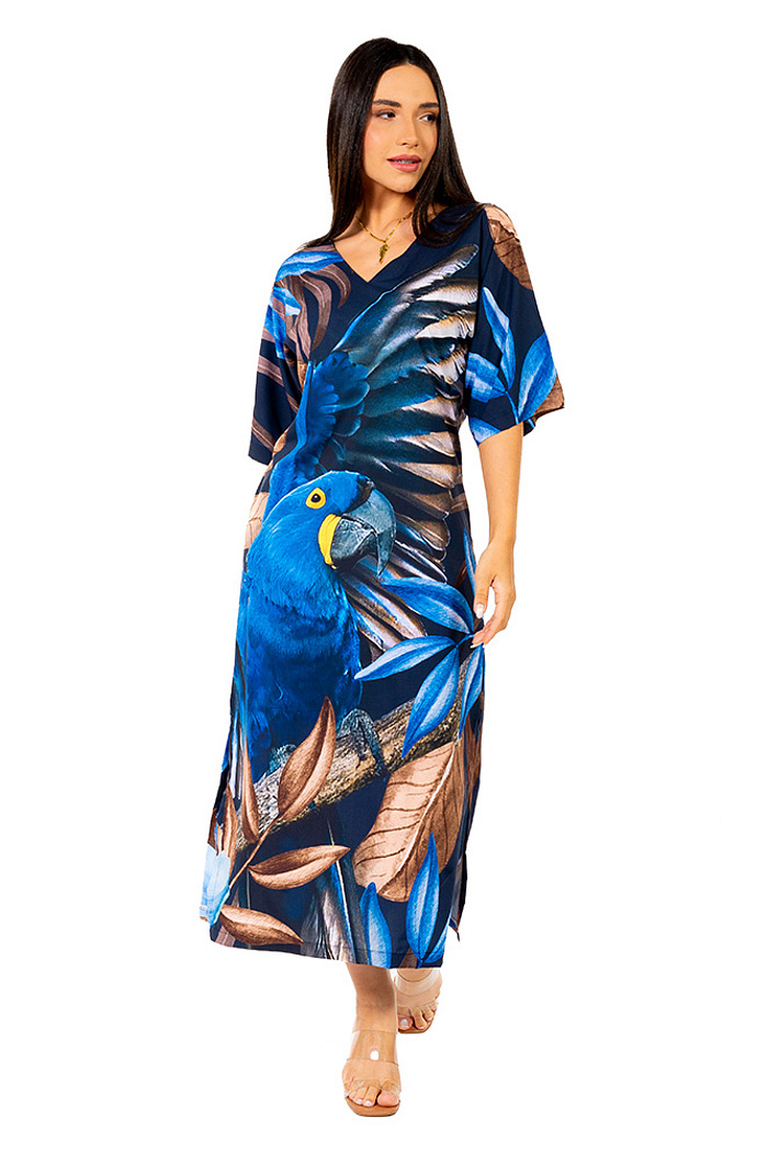 Kaftan Atena Arara Bordado Barra