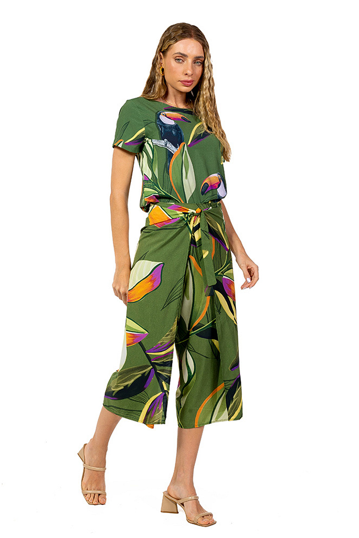 Calça Transpassada Tucano Folhas Verde