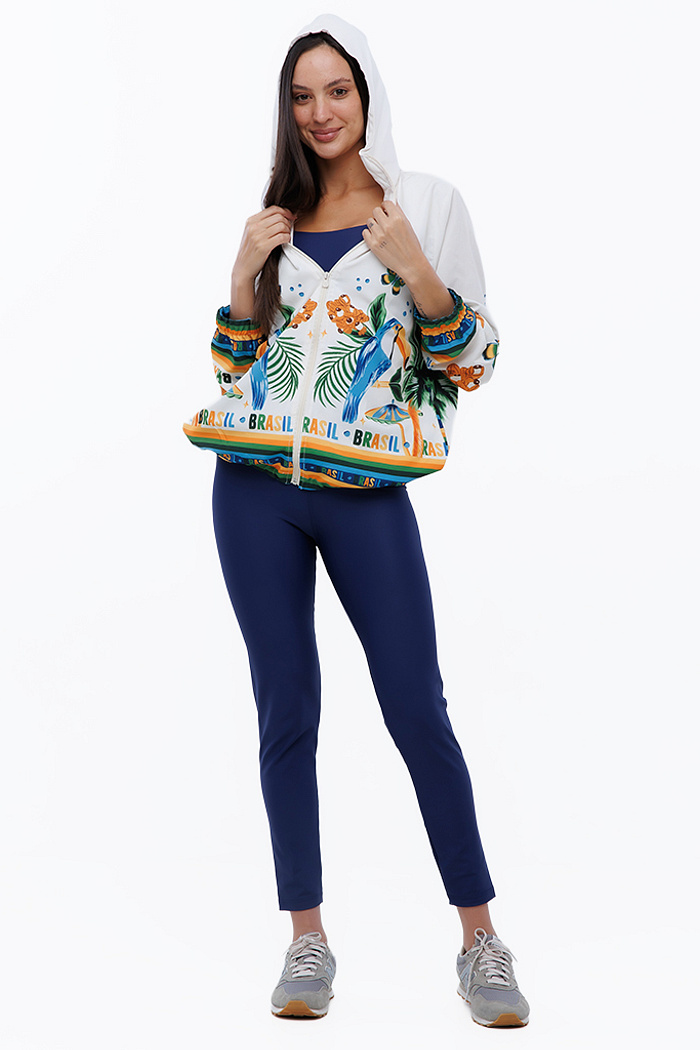 Jaqueta Feminina Corta Vento Ecoventura Estampada Elementos Br Aquarela