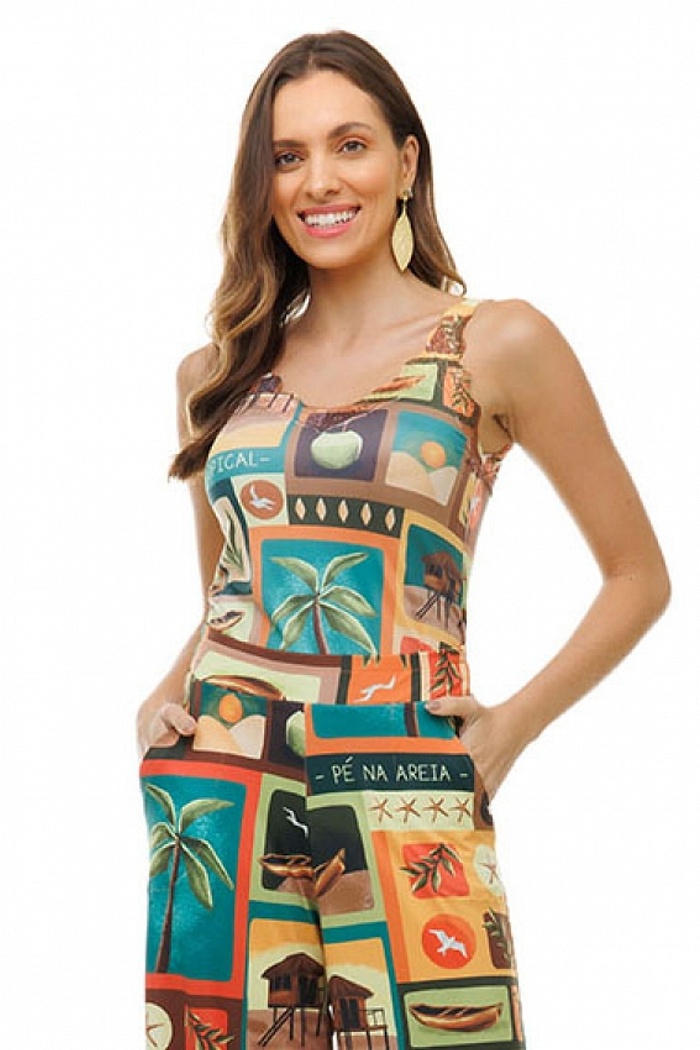 Regata Renda Adulto Elementos Praia Terracota