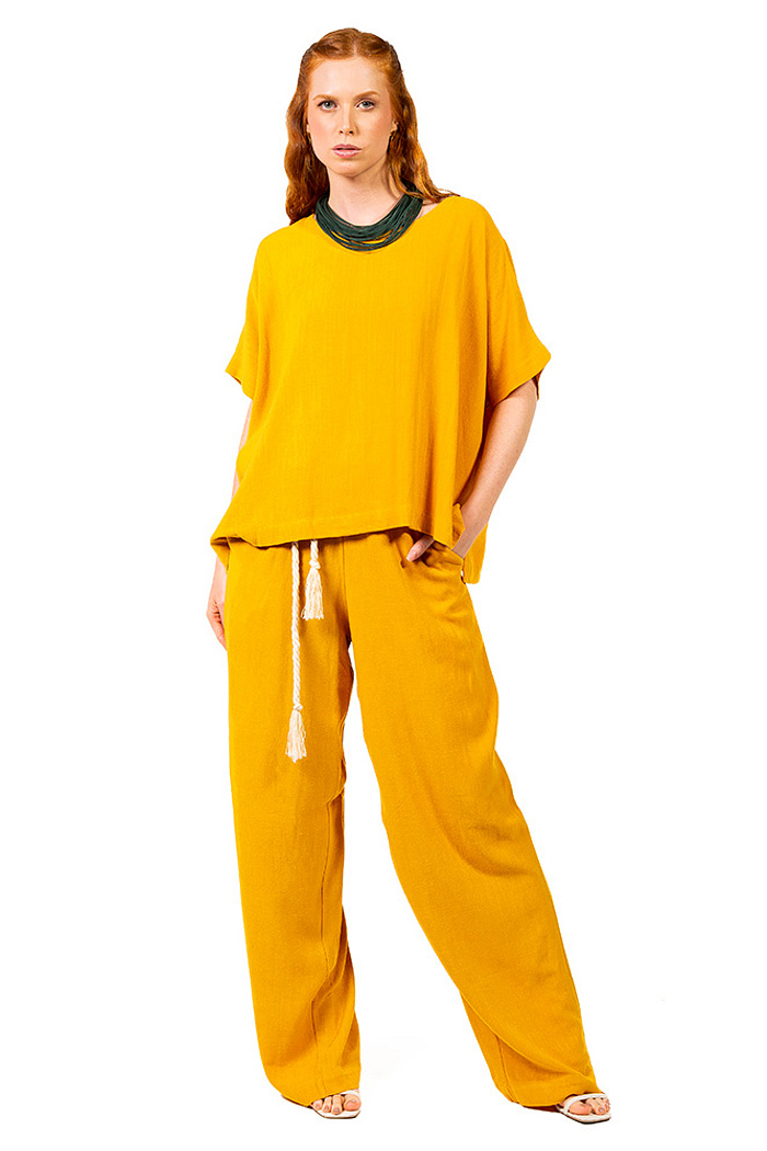 Blusa Conceito Linho Mostarda