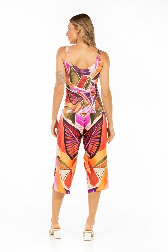 Regata Renda Folhagem Abstrata Color