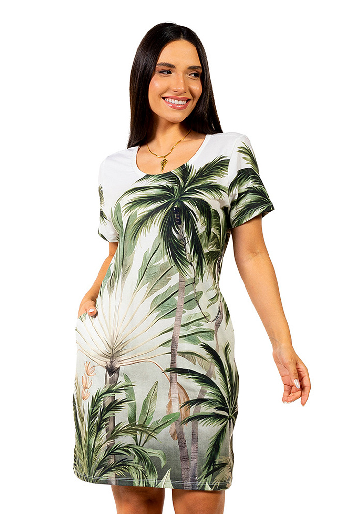 Vestido Floresta Palmeiras Fundo Degrade