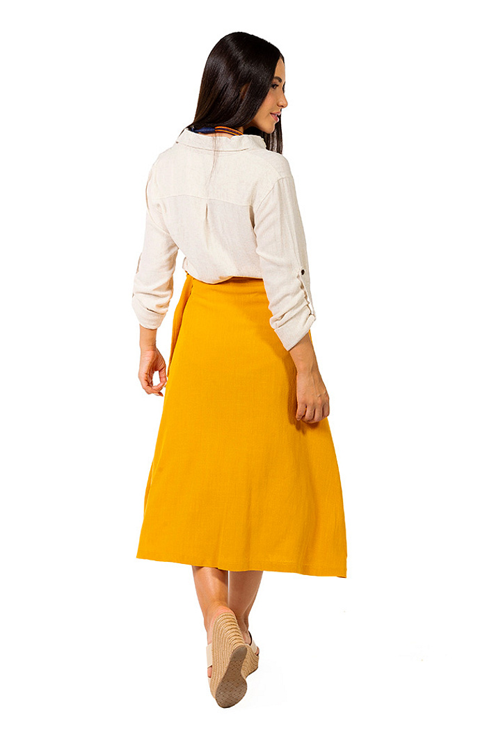Saia Envelope Linho Ana Mostarda