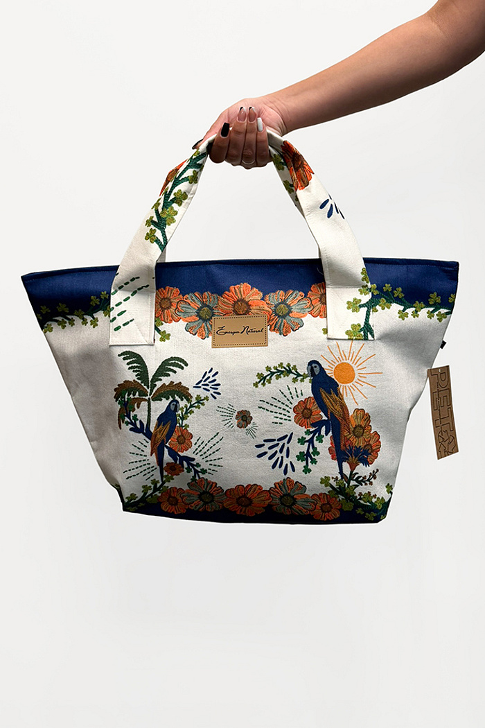 Bolsa Praia Arara Tropical Barrado