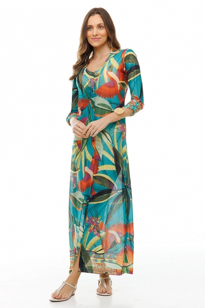 Saída de Praia Longa Cancún Tucano Color Fundo Turquesa