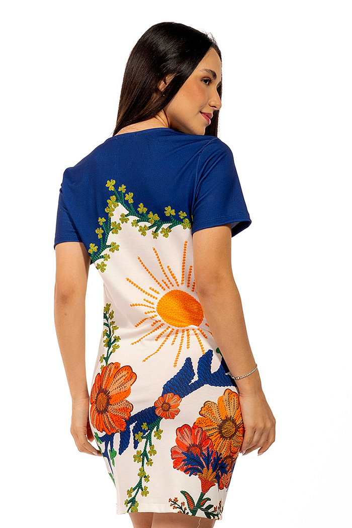 Vestido Floresta Araras Tropical Barrado