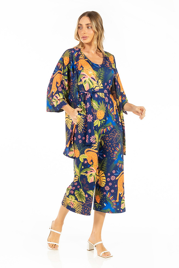 Kimono Raízes Onça Arara Candy Color