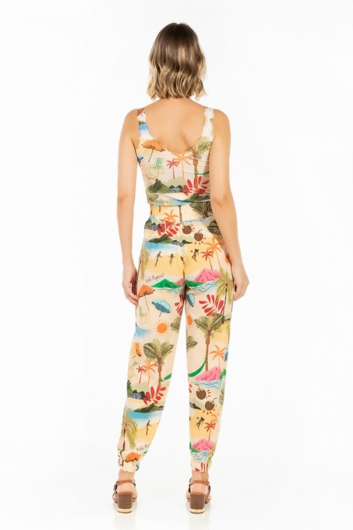 Calça Jogger Com Bolso Vida Tropical Praia