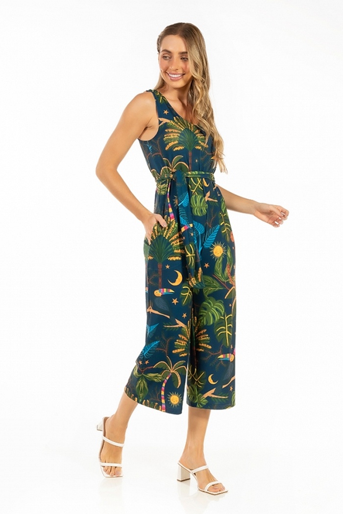 Macacão Bambú Onça, Tucano Folhagens Céu