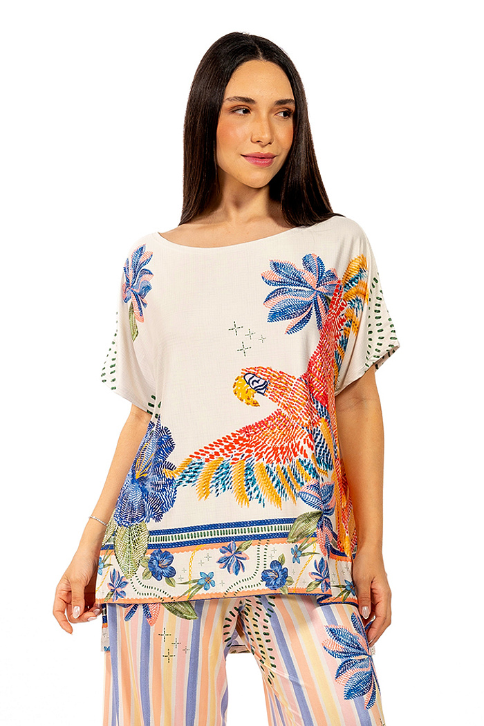 Blusa Conceito Passaros e Flores Bordados