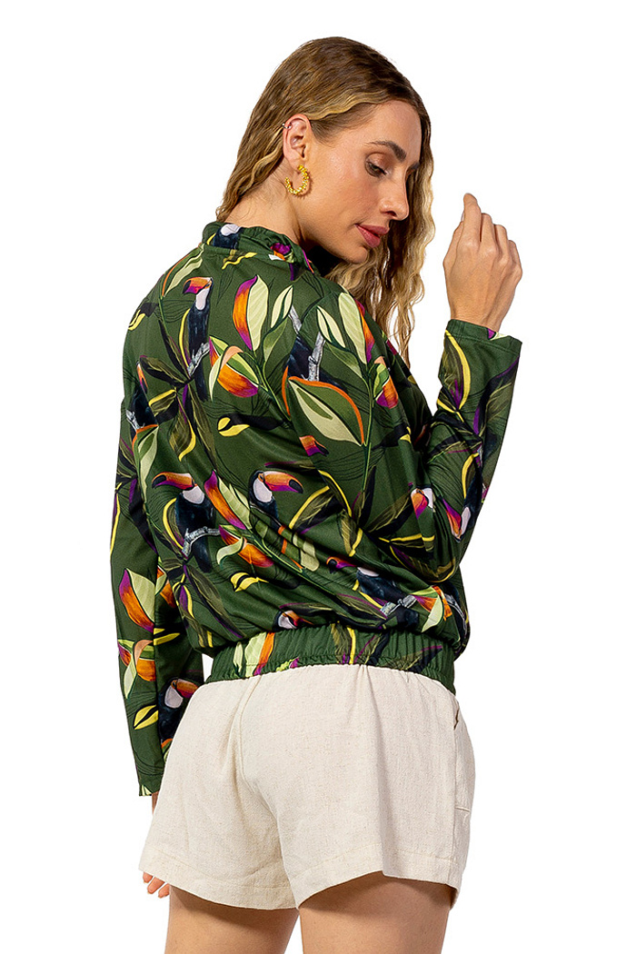 Jaqueta Bomber Catarina Tucano Folhas Verde