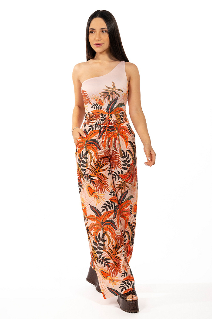 Calça Ampla Atena Natureza Bordada