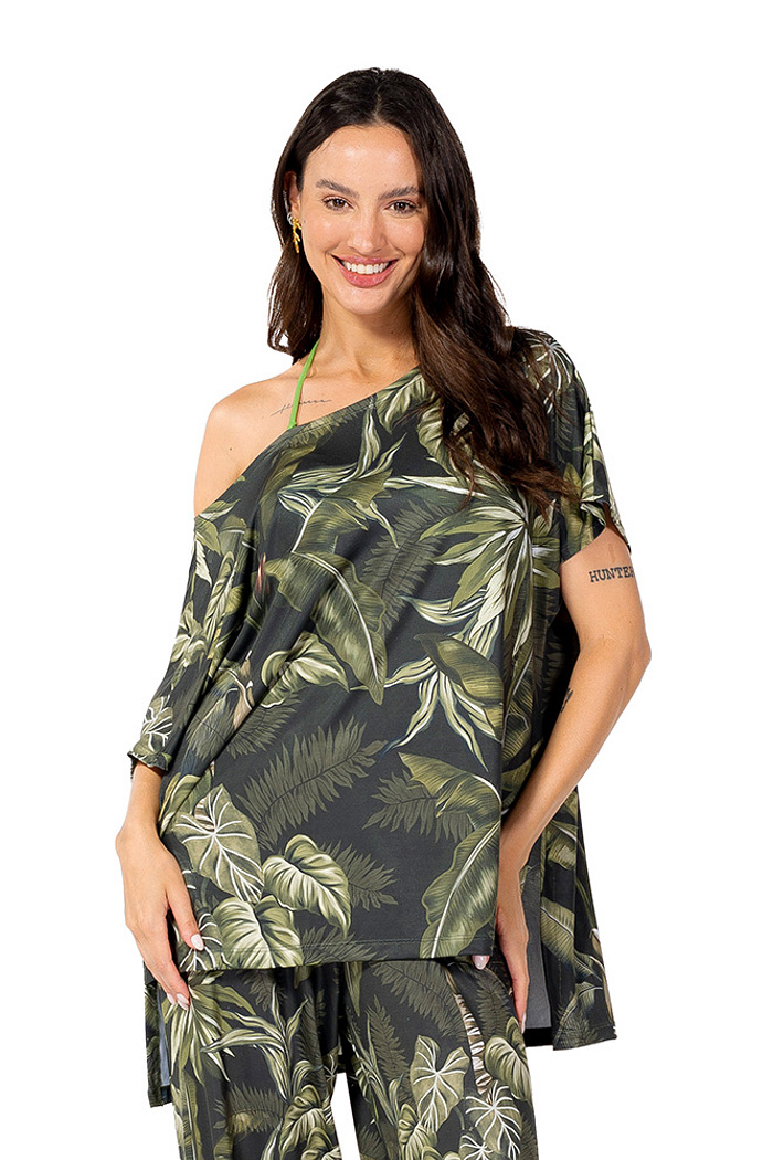 Blusa Conceito Folhagens Linho  Off