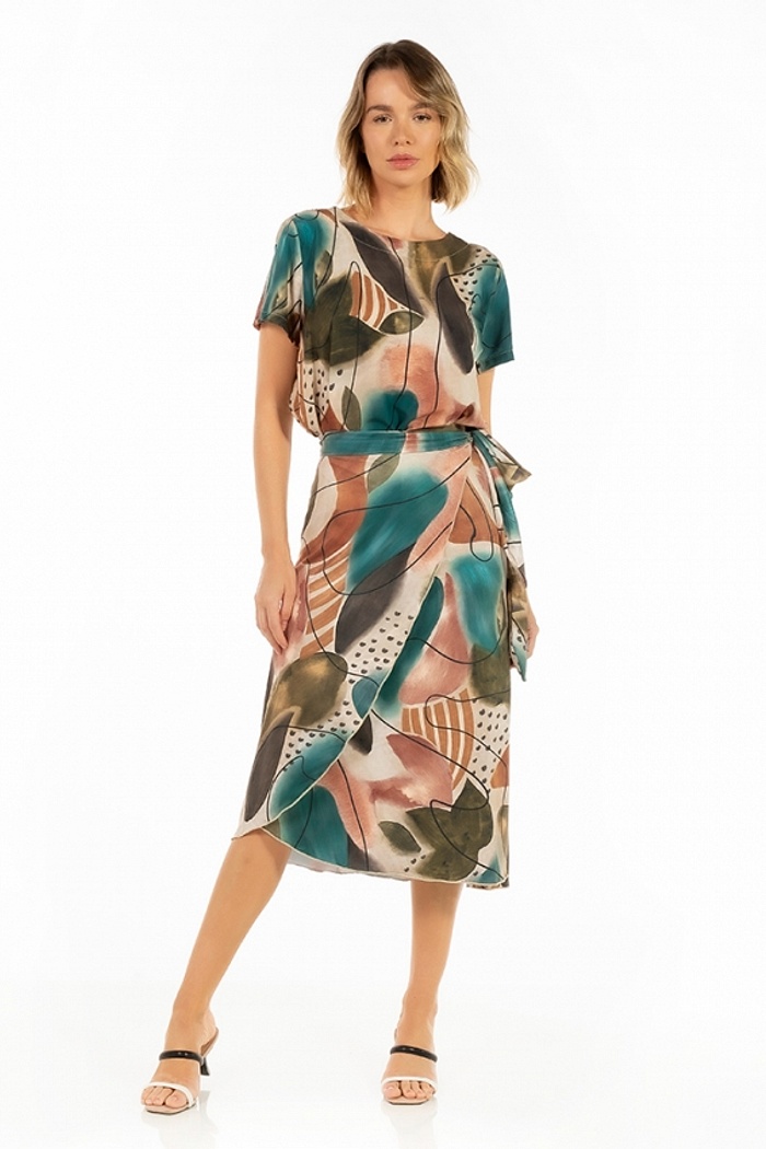 Saia Pareô Clássica Abstrato Color Traços