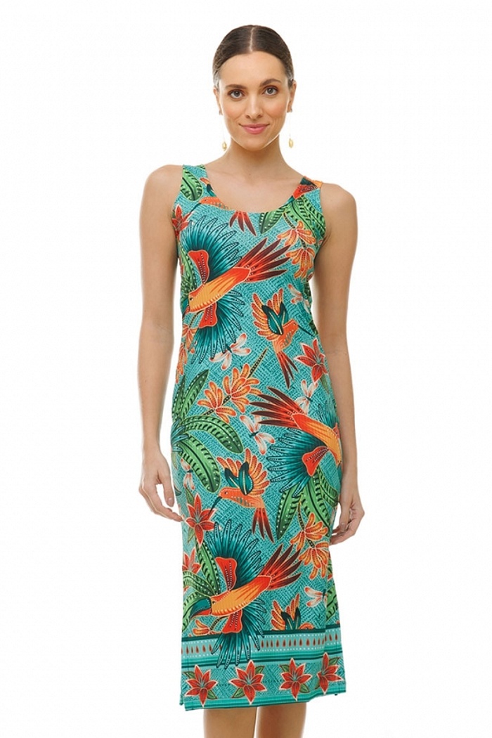 Vestido Canelado Midi Aves Color