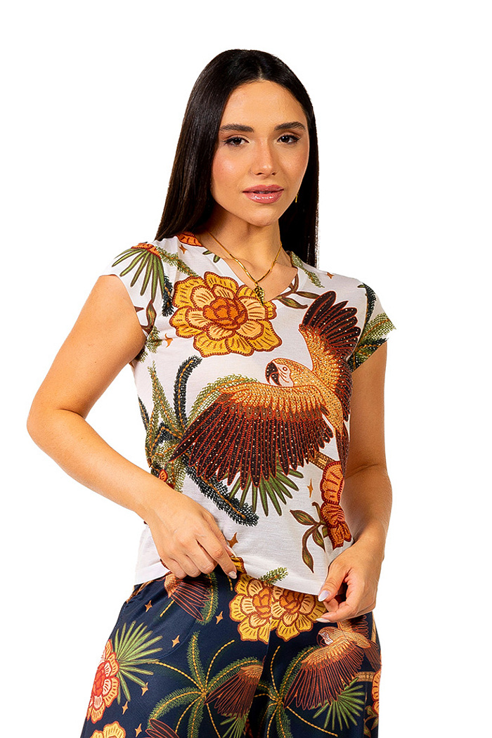 Baby Look Strass Tucano Barra Noite Fundo Branco