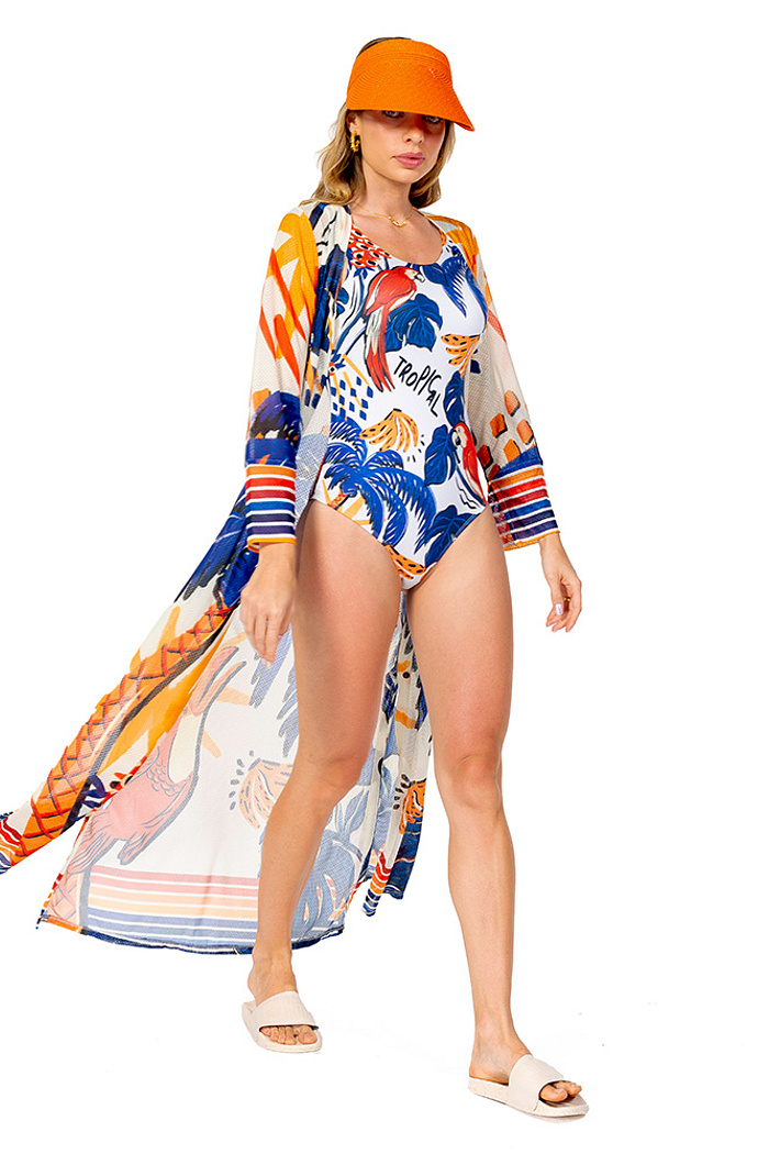 Saída de Praia Trancoso Bichos Tropical Vibes Azul