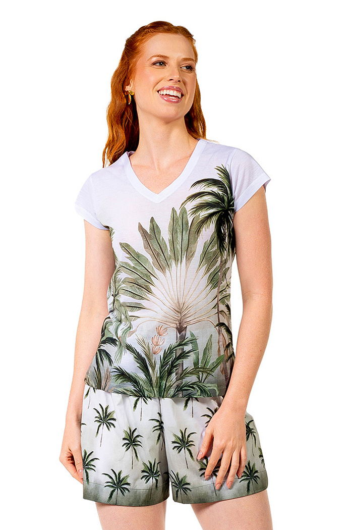 Baby Look Florata Palmeiras