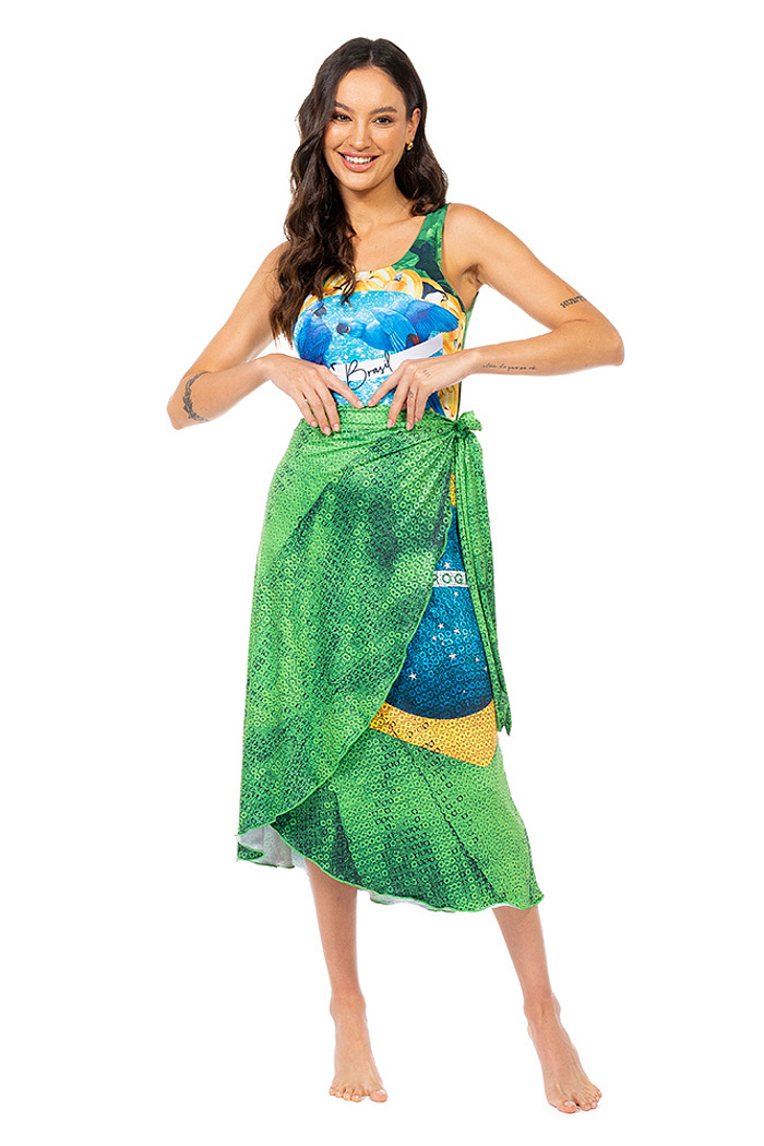 Saia Pareô Clássica Bandeira Lantejoulas