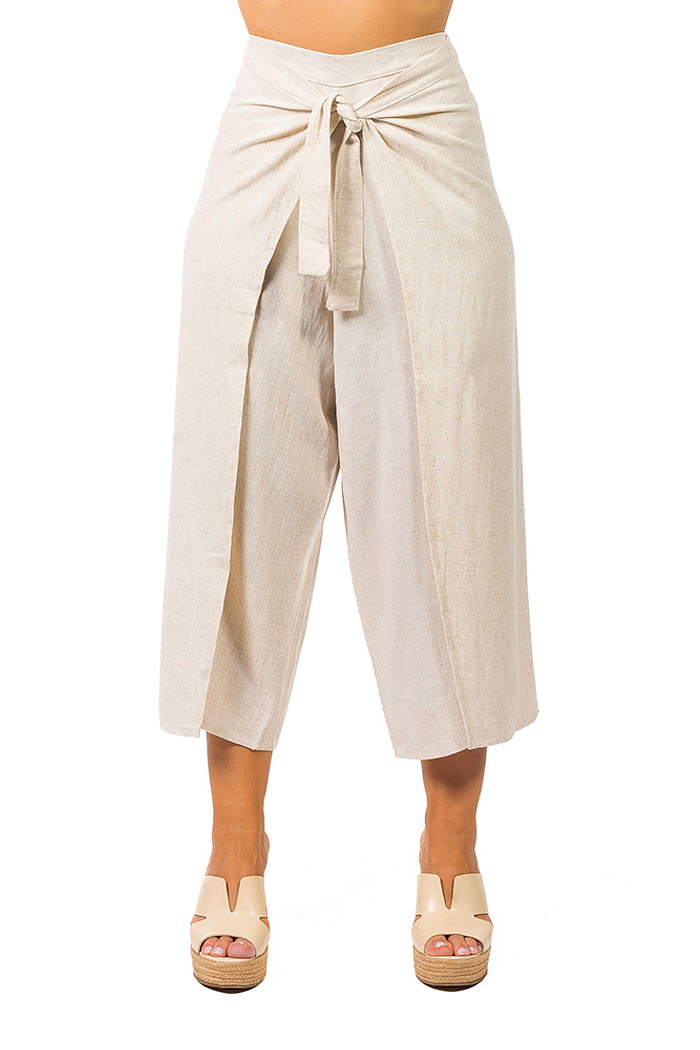 Calça Transpassada Linho Natural