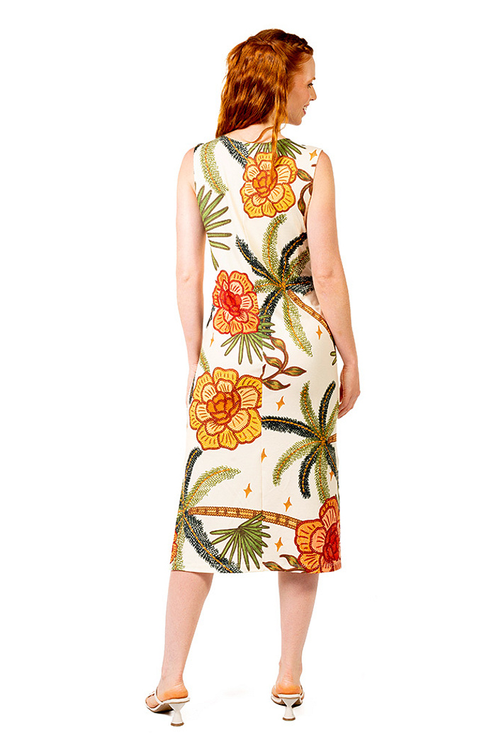 Vestido Estampado Clássico Midi Tucano Barra Noite