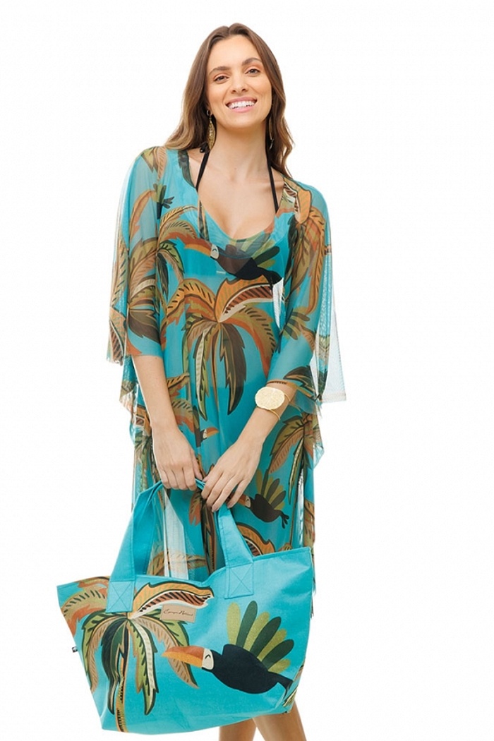 Bolsa Praia Tucaninhos e Palmeiras com Fundo Turquesa