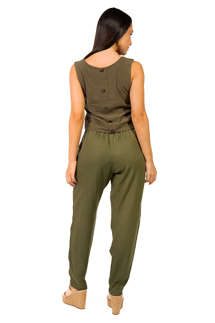 Calça Tropical Linho Verde Musgo