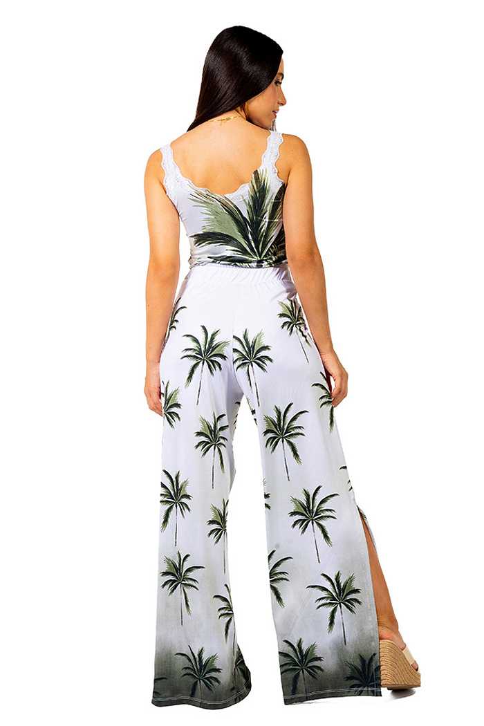 Calça Com Fenda Palmeiras Fundo Degrade